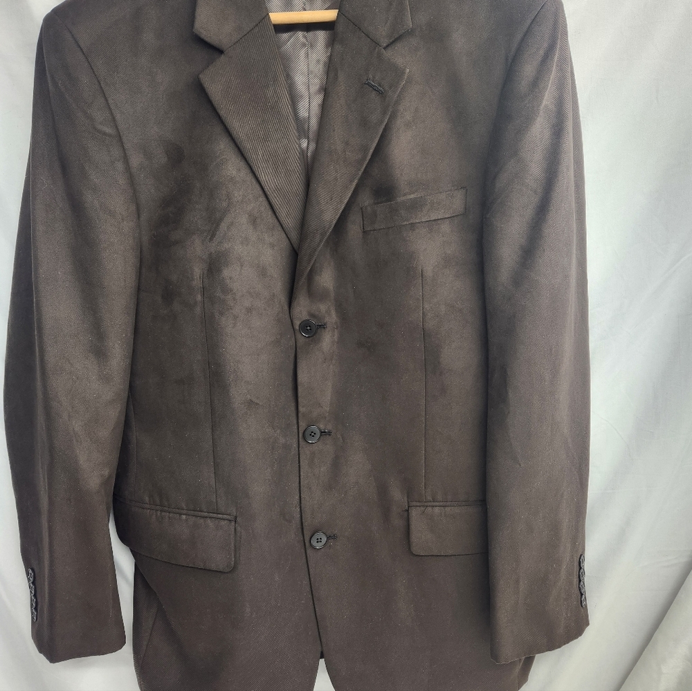 Alfani Men's Blazer/Sport Coat Brown 40L Twill 3 Button Front Inner Pockets
